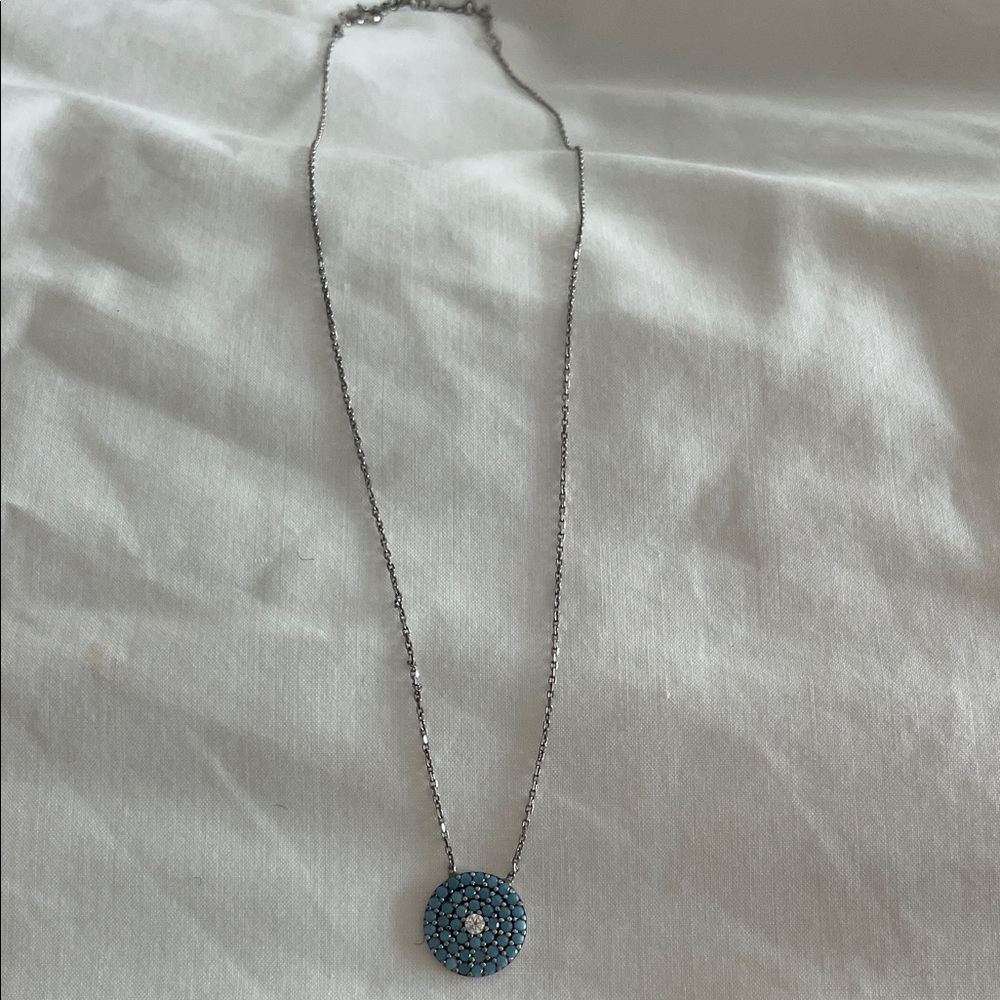 Dazzling Blue Circle Pendant Necklace